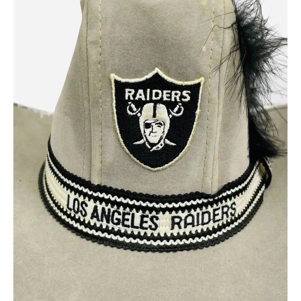 RARE Vintage 80s LOS ANGELES Raiders AJD Suede M Cowboy Western Embroidered Hat - Picture 9 of 12